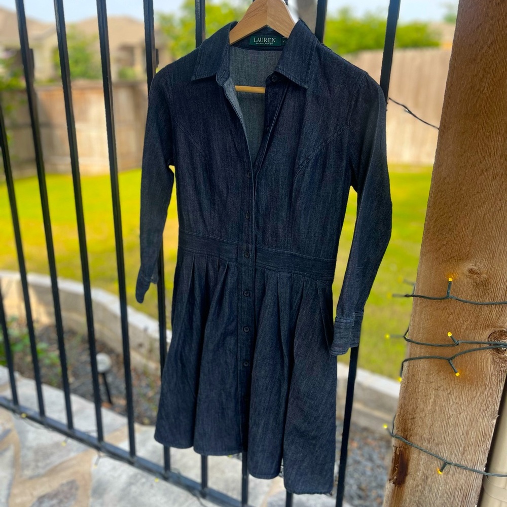 Ralph Lauren Polo Denim Button Down L/S Dress • size 2 petite
